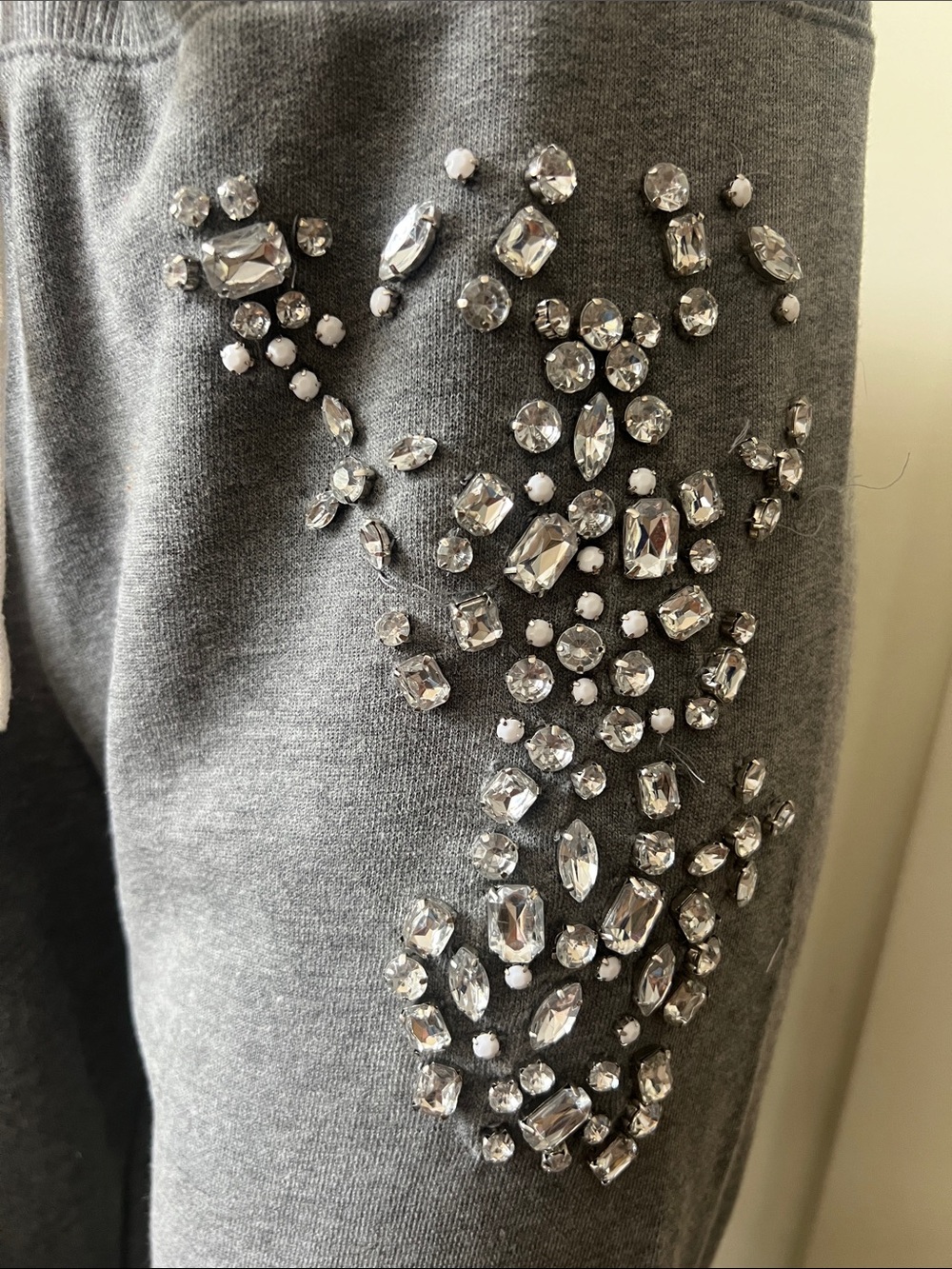 Express Gray Sweatpants with Rhinestone Details - Picture 2 of 9